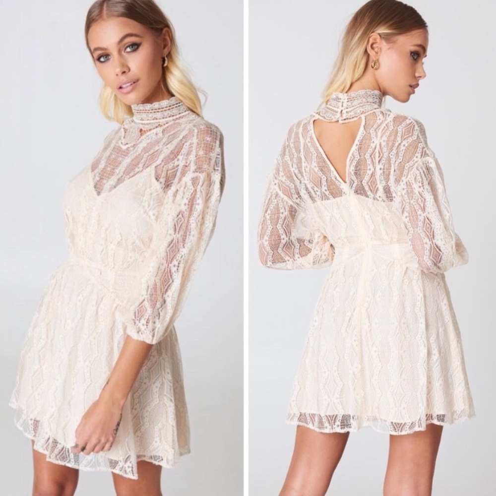 Free People Bittersweet Lace Dress in Neutral